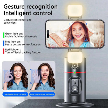 Wireless 360° Rotation Gimbal Smartphone Stabilizer Facial Tracking Selfie Stick Desktop Face Tracking Tripod for Mobile Video